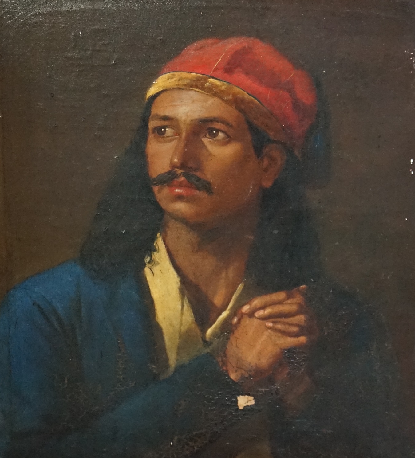 Follower of William James Muller (German, 1812-1883), Portrait of Albanian peasant, oil on canvas, 60 x 50cm